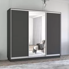 Шкаф Mobildor-Lux Fox uși glisante din oglindă și PAL (260x60x220H cm) Anthracite