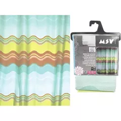 Занавеска для ванной MSV 40390 180x200cm волны синий-желт-кр