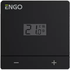 Termostat de cameră ENGO Controls EASY-BATB, montaj pe perete, alimentare pe baterii, prin fir, ecran LCD, black