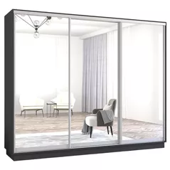 Dulap Mobildor-Lux Fox uși glisante din oglinzi (260x60x200H cm) Anthracite