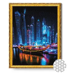 Картина по номерам Art Gallery GA77486 Mozaic cu diamante 40x50cm Luminile orasului nocturn