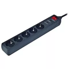 Фильтр электрический Cablexpert 5 Sockets 1.5m, SPG5-C-5 5-outlets, Black