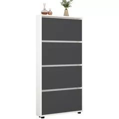 Raft pentru încălțăminte Mobildor-Lux Leo Slim 50x16x164H cm White/Anthracite