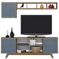 Стенка Trendy Ayla, Nuc, Albastru 160x56x35cm
