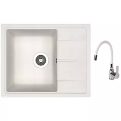 Мойка кухонная со смесителем Dr.Gans Nika 580 + SanDonna F 9995 alb