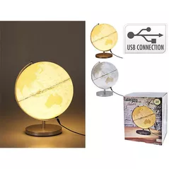 Глобус Promstore 52570 Glob pamantesc cu iluminare D26cm, cu port USB, alb