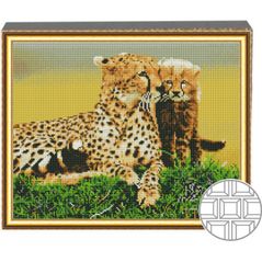 Картина по номерам Art Gallery QB201534 Mozaic cu diamante patrate 40x50cm Ghepard cu pui