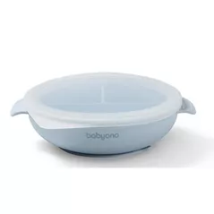 Посуда для кормления BabyOno 1661/01 Placa de silicon cu ventuza si capac (albastru)