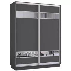 Шкаф Mobildor-Lux Раздвижные двери Fox из ДСП с зеркальными элементами (190x60x210 см, высота) Антрацит