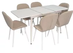 Set masă și scaune Evelin di Costacurta стол DT-531R Wh + 6 стульев YTC-064Wh Bjorn-24 (Light beige)