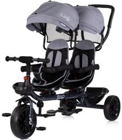 Bicicletă-cărucior Chipolino TRKHH0262PL Hip Hop Platinum, трицикл д/близнецов