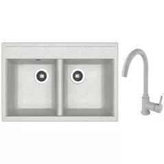 Chiuvetă bucătărie cu bateria Dr.Gans Astra 780 + SanDonna F 7073 gri