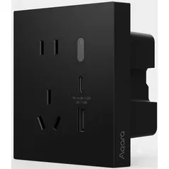 Priză electrică Aqara Smart Socket H2 Black, 1 USB, 1 Type-C, zigbee 3.0, черный (ZNQBCZ11LM)