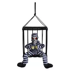 Декор Promstore 42944 Сувенир LED Скелет в клетке подвесной 28x23cm, музыка