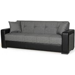 Диван Trendy Meda, extensibila cu lada de depozitare, 215x80x80cm, Gri/Negru