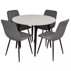 Комплект стол и стулья Evelin di Costacurta стол DT-402-3B + 4 стула YTC-080B, BLU-14 Dark grey
