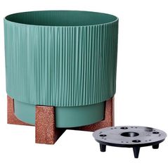 Ghiveci pentru flori Aleana 128026 Oslo cu insertie si suport decorativ d30 cm, verde