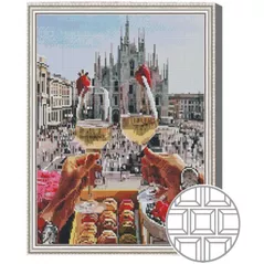 Tablou pe numere Art Gallery QB205252 Mozaic cu diamante patrate 40x50cm Vin in Milano