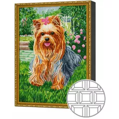 Tablou pe numere Art Gallery QB201263 Mozaic cu diamante patrate 40x50cm Yorkshire terrier