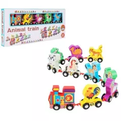 Машина ToyMall 008850 Tren cu animale din lemn