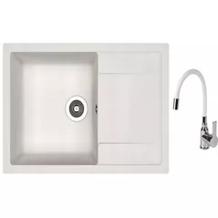 Мойка кухонная со смесителем Dr.Gans Techno 760 + SanDonna F 9995 alb