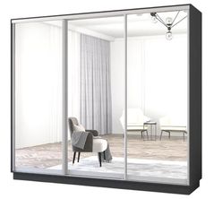 Dulap Mobildor-Lux Fox uși glisante din oglinzi (350x60x240H cm) Anthracite