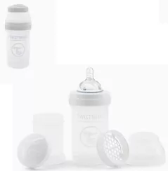 Поильник U-Grow 78018 Biberon Anti-Colici, Alb Pastel, 330 ml, 0+ luni