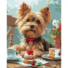 Картина по номерам Ideyka (KHO6629) A yorkie's tea party, 40х50