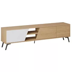 Comodă TV Trendy Fiona, Stejar, Alb 180x48x35cm
