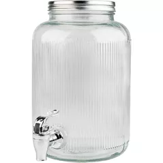 Контейнер для хранения пищи Excellent Houseware 38635 Borcan băuturi Dungi, 4.0L, D16x25cm, din sticla cu robinet