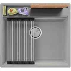 Chiuvetă bucătărie Primagran Oslo 60 Pocket Multilevel Grey + accesorii 530x580 MOCKG