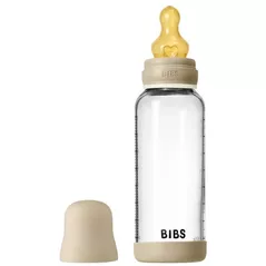 Поильник BIBS 5020257 Biberon fosforescent din sticla anticolici, tetina latex cu flux mediu, 240ml