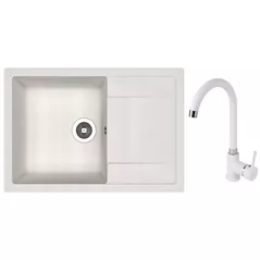 Мойка кухонная со смесителем Dr.Gans Techno 760 + SanDonna F 7073 alb