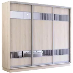 Шкаф Mobildor-Lux Раздвижные двери Fox из ДСП с зеркальными элементами (250x60x210 см, высота) Sonoma