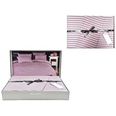 Textile de casă Promstore 53380.6 Lenjerie de pat Euro 2 NH Stripe Satin, roz