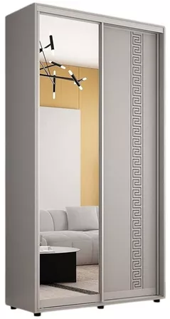 Шкаф Mobildor-Lux Compact uși glisante Oglindă + PAL cu ornament grecesc (120x45x220H cm) Grey