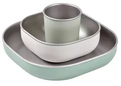 Seturi pentru hrănire bebelușilor Beaba B913583 Set de masa din otel inoxidabil 4 piese Sage Green