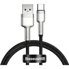 Кабель для моб. устройства Baseus CAKF000101 USB-A to Type-C 66W, 3A, 1m, Metal, Cafule Series, Black