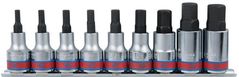 Set de tubulare, bite, duze King Tony 4110SR10 набор насадок HEX дюймовые H3/16-H5/8 дл.60мм 1/2", 9 пр.