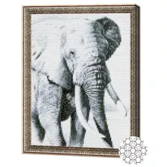 Tablou pe numere Art Gallery GB77785 Mozaic cu diamante Elefant in alb-negru 30x40cm