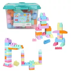 Set de construcție miscellaneous 3066 Găleată cu blocuri pastel Play Blox, 56 piese