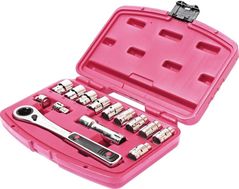 Set de unelte de mână JTC JTC-3439 набор головок со сквозным отверстием и трещоткой 3/8", 10-19 мм, 14 предм.