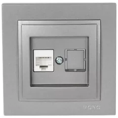 Розетка электрическая Mono Electric Разъем данных 1*RJ45 CAT6 антрацит Despina