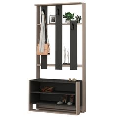 Mobilă pentru antreu Trendy Chester Light Mocha, Antracit, 90x180x36cm (GTR001329)