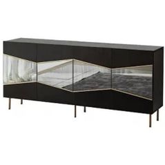 Комод Trendy Frumos, Negru, Fume (GTR001216)