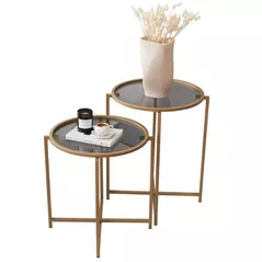Măsuţă cafea Trendy S406, Aur 50x60x50cm, set