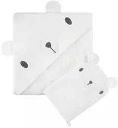 Accesoriu pentru baie Premaman PBRE42-ECR-UNQ Prosop de baie cu gluga si manusa Ursulet