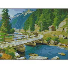 Картина по номерам Strateg 58082 Pictura cu diamante 30x40cm, Pod in munți