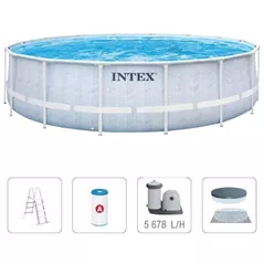 Бассейн каркасный Intex 26746 Chevron Prism Frame Premium Pool 488x122cm, 19156L, cadru metalic