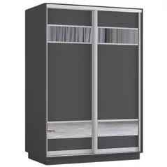 Шкаф Mobildor-Lux Fox uși glisante din PAL cu elemente din oglindă (150x60x200H cm) Anthracite